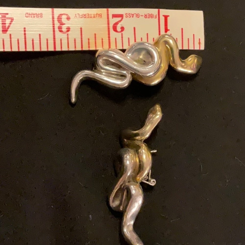 Snake Earrings. Sterling Silver View 3
